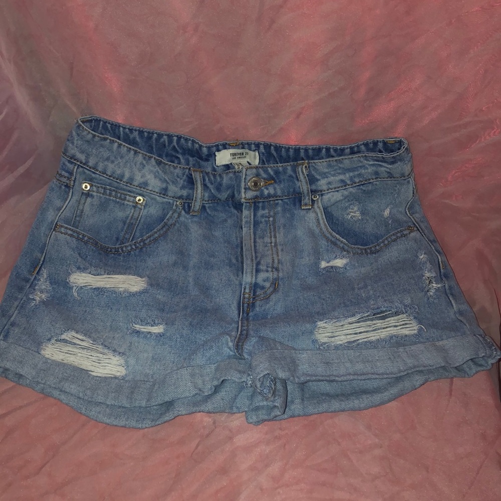 High waisted denim shorts